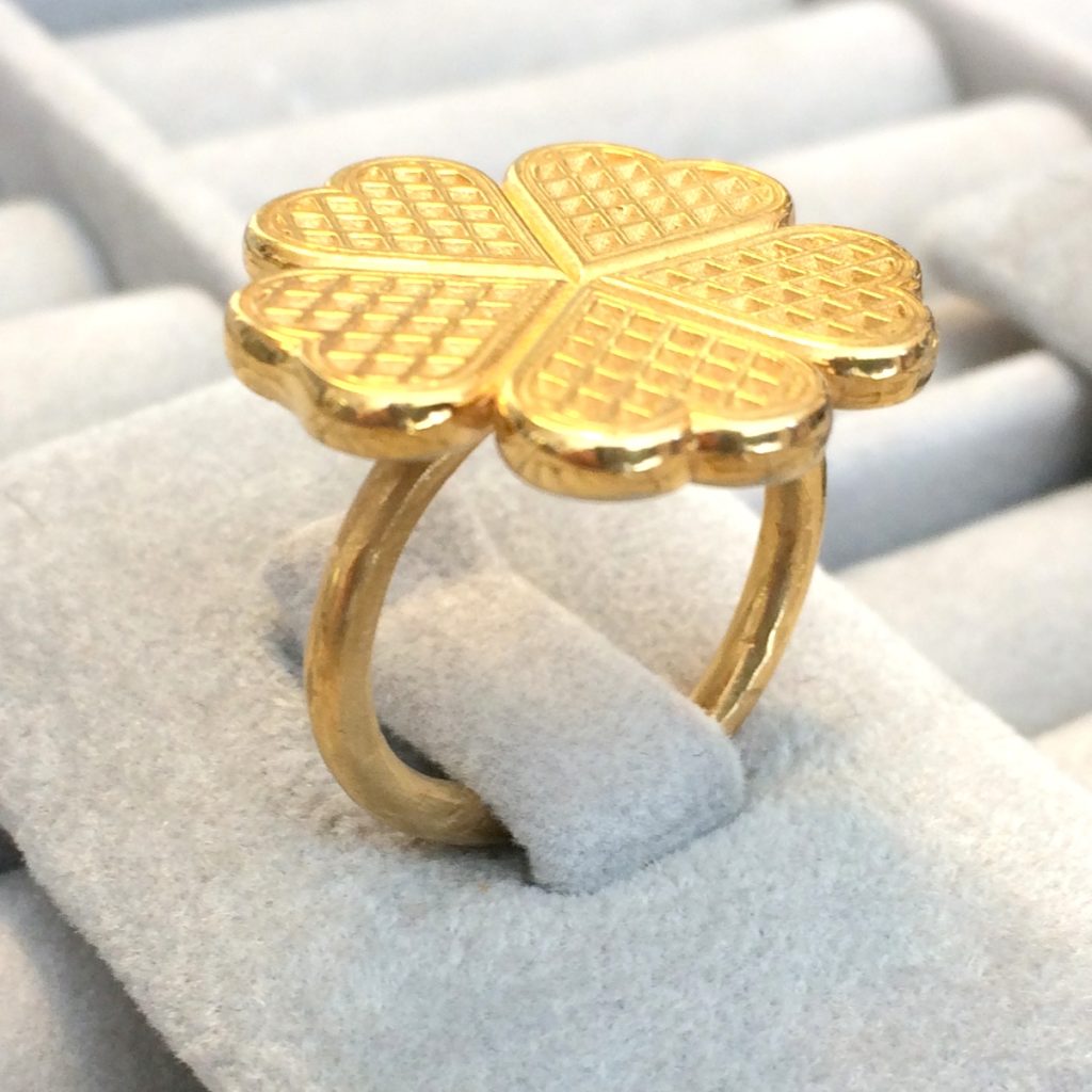 Vaffelplate ring forgylt